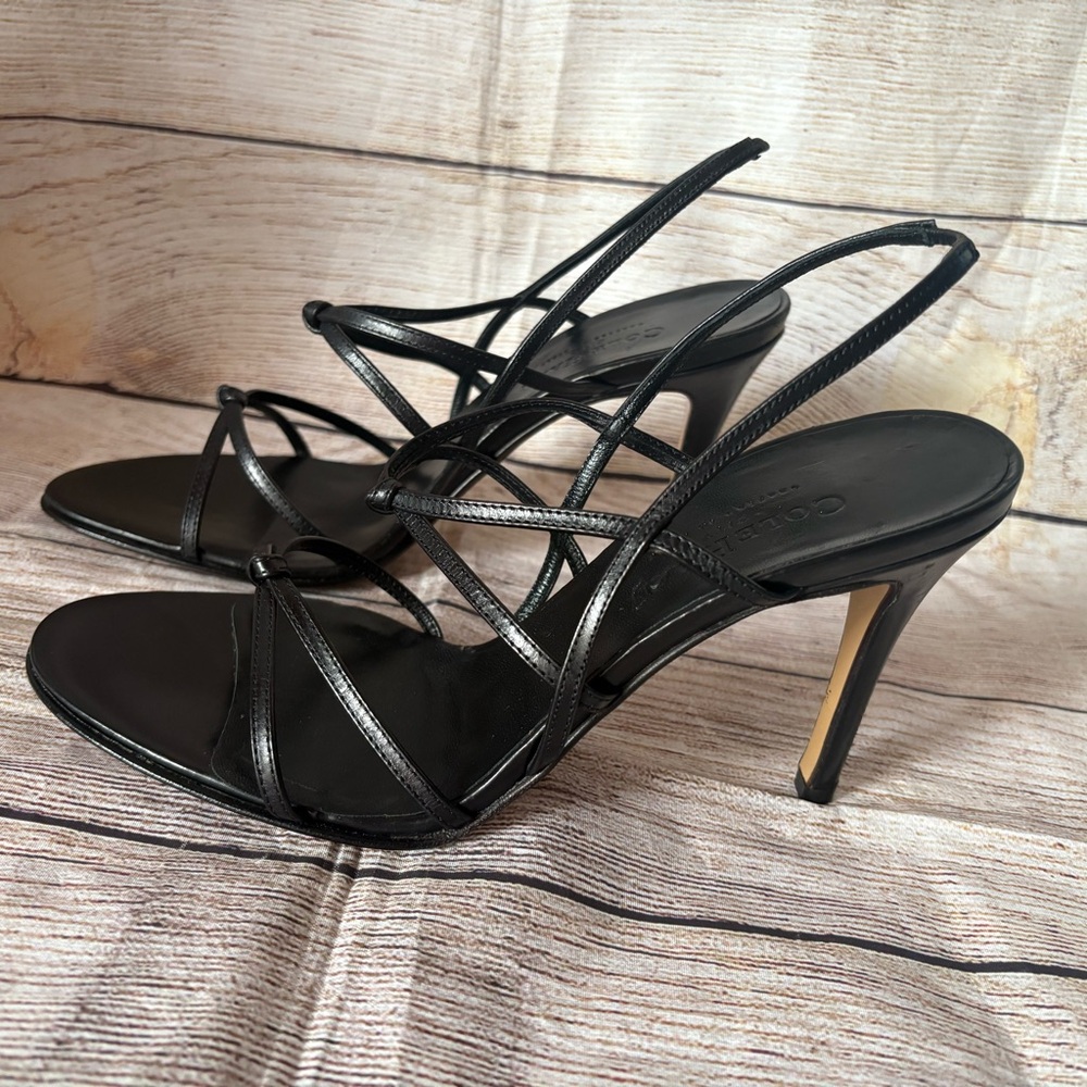 Cole Haan City Sz 8.5 B Black Leather Slingback Stiletto Heels